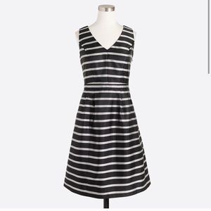 J Crew black/silver stripe Jacquard dress